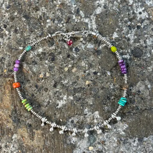 Untitled design (6) Thai Silver 8 Raindrops Anklet - Image 1